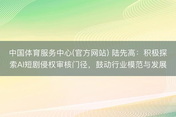 中国体育服务中心(官方网站) 陆先高:积极探索AI短剧侵权审核门径,鼓动行业模范与发展