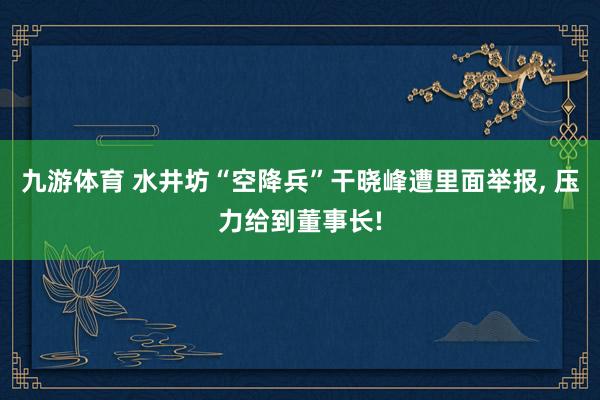 九游体育 水井坊“空降兵”干晓峰遭里面举报， 压力给到董事长!